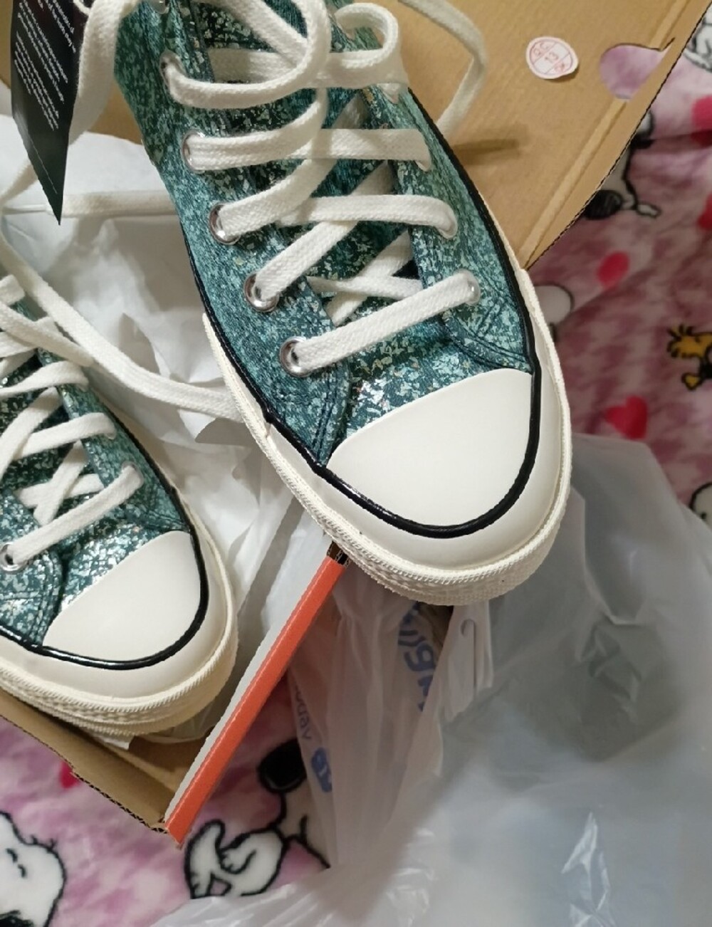 Converse Chuck Taylor 70  All Star High Top Sneakers - Teal Speckle - Picture 2 of 5